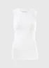 White Ruched Side Ribbed Vest Top - 8 Image 1