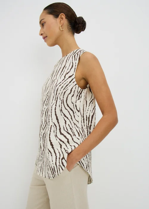 Chocolate Brown Zebra Print Co Ord Vest Top - 20 Image 1