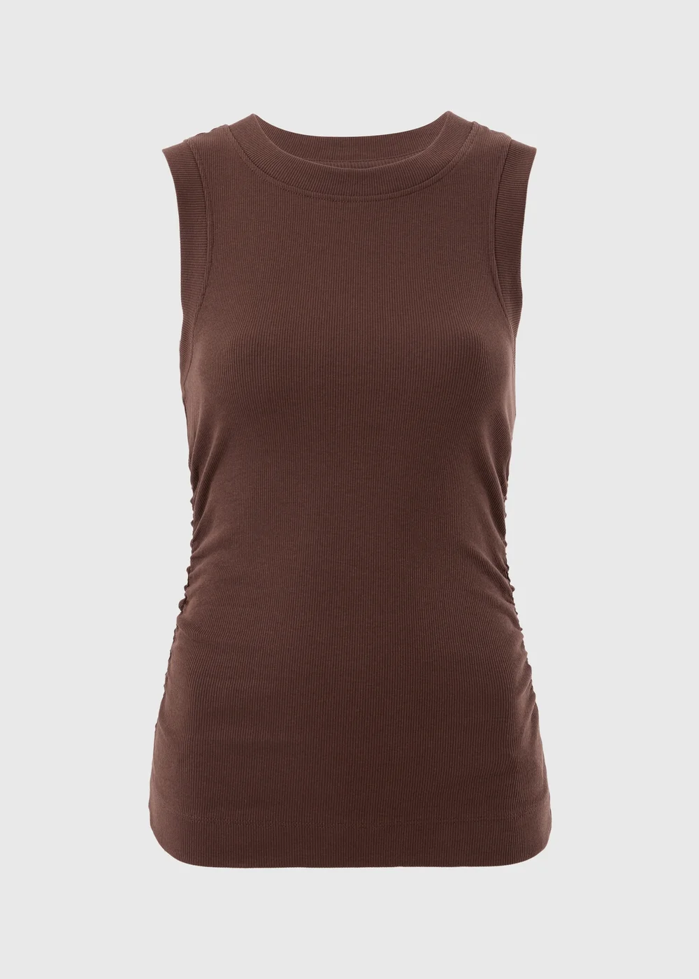 Brown Ruched Ribbedtee Chocolate Brown Ruched Side Ribbed Vest Top - 8 | Matalan