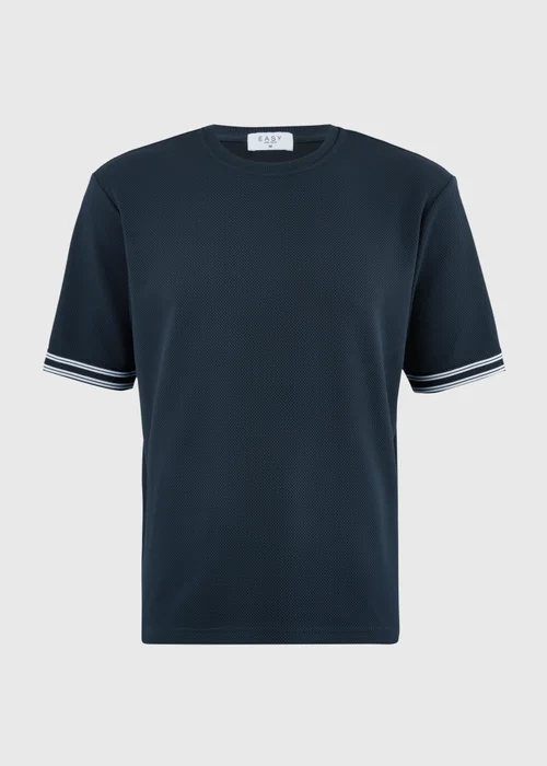 Navy Textured Tape T-Shirt - M Image 4