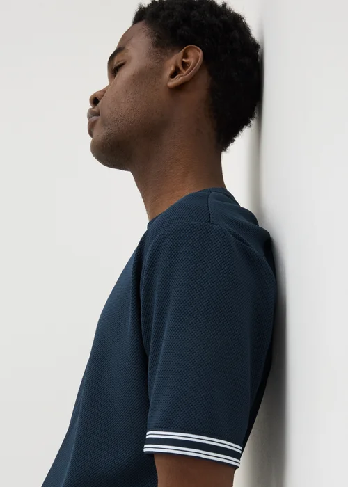 Navy Textured Tape T-Shirt - M Image 3