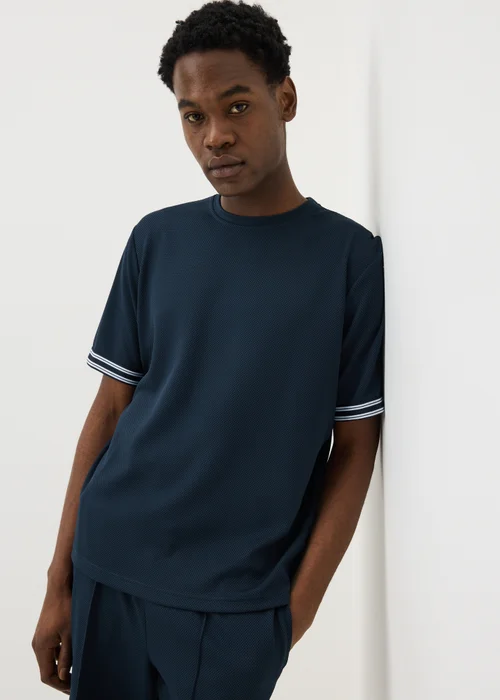 Navy Textured Tape T-Shirt - M Image 2