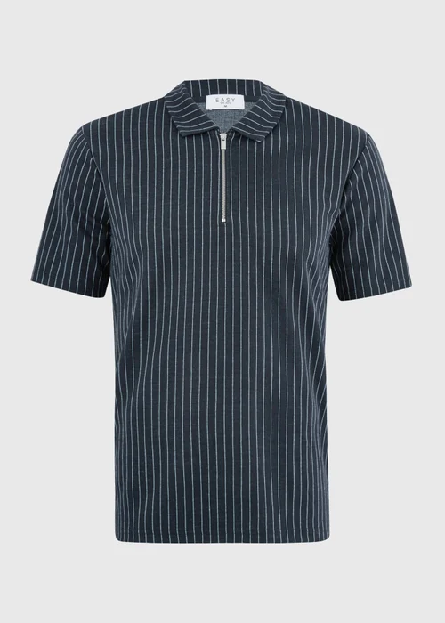 Navy Pin Stripe Zip Co Ord Polo Shirt - 2XL Image 4
