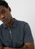 Navy Pin Stripe Zip Co Ord Polo Shirt - 2XL Image 2