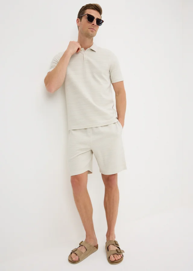 Ecru Ottoman Textured Polo Shirt