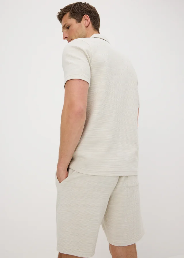 Ecru Ottoman Textured Polo Shirt