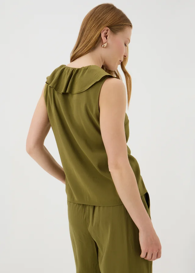 Et Vous Olive Frill Co Ord Vest Top