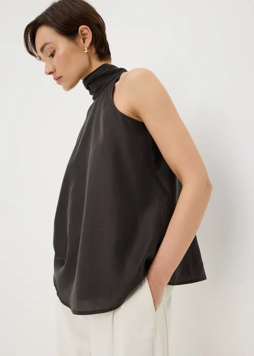 Et Vous Chocolate Brown Tie Halter Neck Vest Top - 22 Image 2