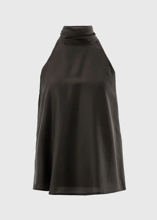 Et Vous Chocolate Brown Tie Halter Neck Vest Top - 22 Image 4