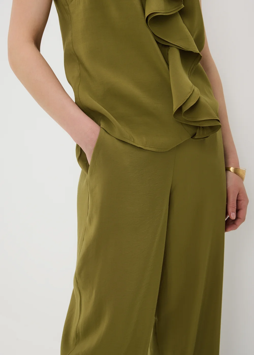 Et Vous Olive Straight Leg Co Ord Trousers - 8 R Image 3