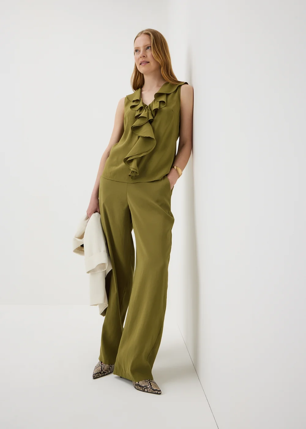 Et Vous Olive Straight Leg Co Ord Trousers - 8 R Image 1