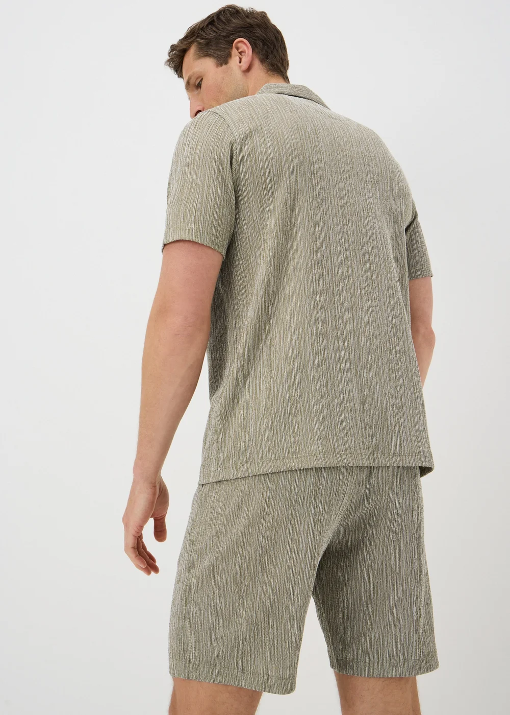 Khaki Plisse Co Ord Shirt - S Image 2