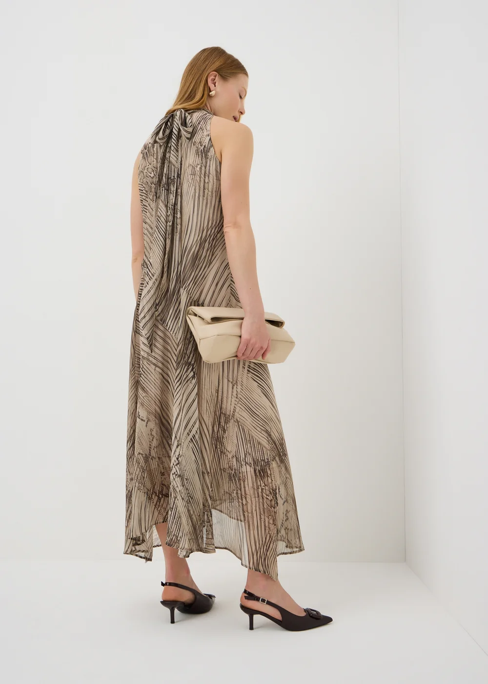 Et Vous Beige Snake Print Halter Neck Maxi Dress - 8 Image 2