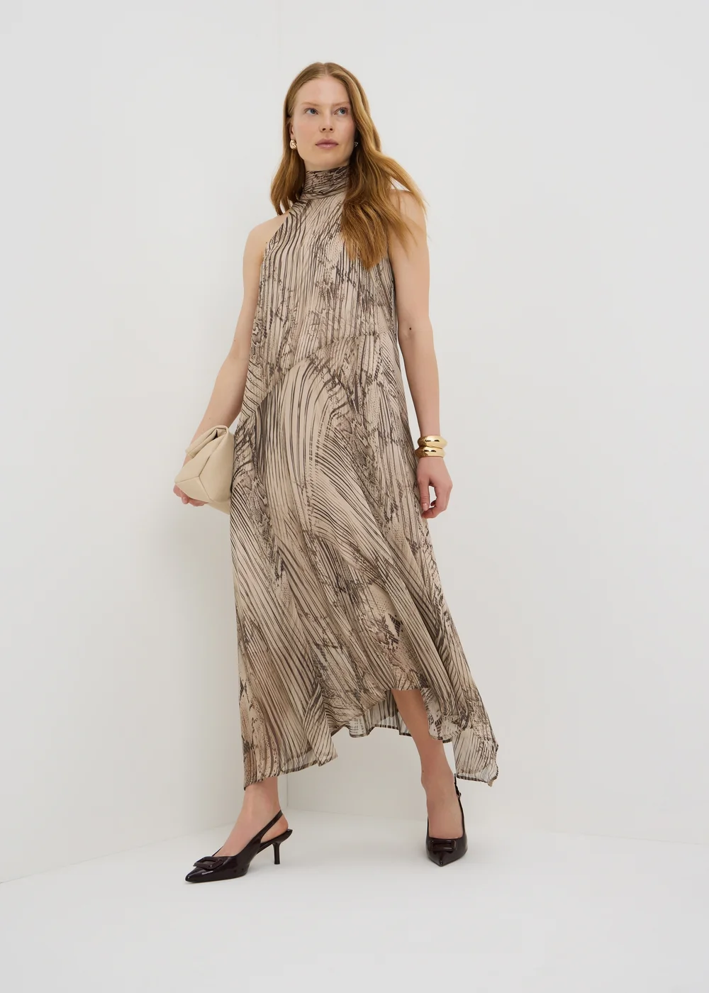Et Vous Beige Snake Print Halter Neck Maxi Dress - 8 Image 1