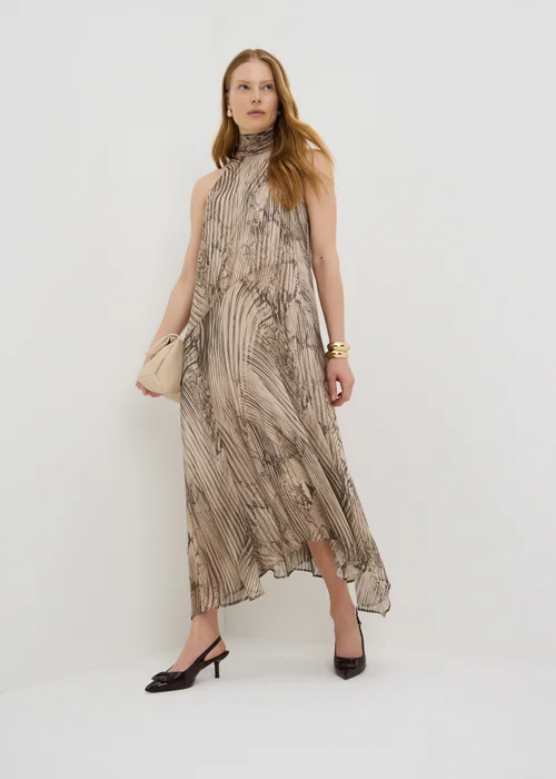 Et Vous Beige Snake Print Halter Neck Maxi Dress - 8 Image 1