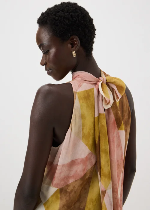 Et Vous Peach Abstract Halter Neck Maxi Dress - 8 Image 3