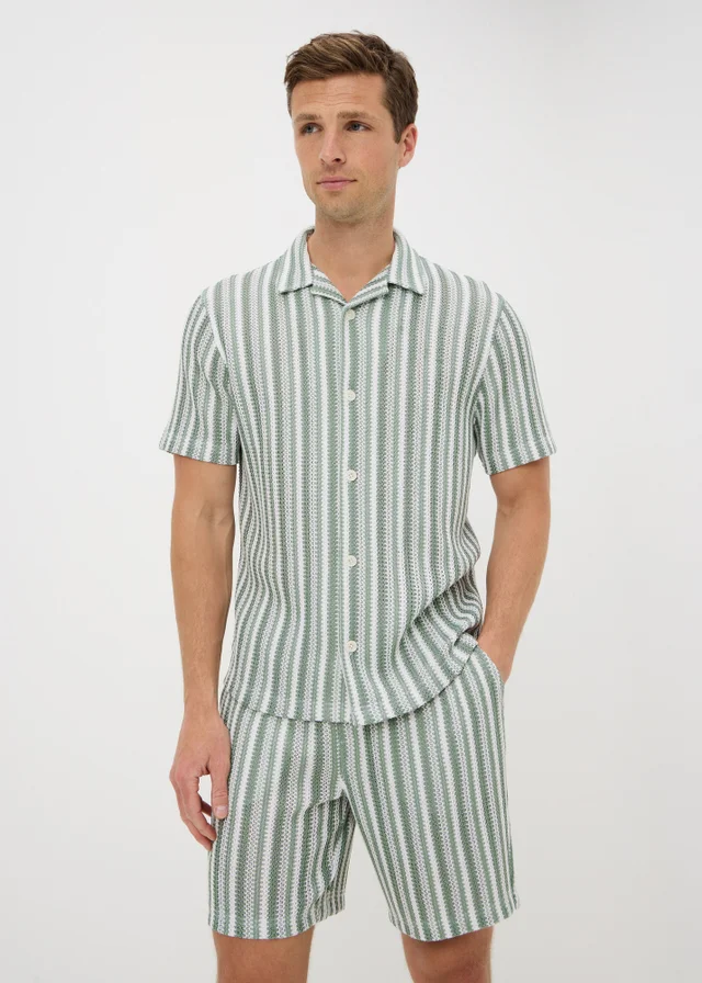 Iceberg Green Knit Look Co Ord Shirt