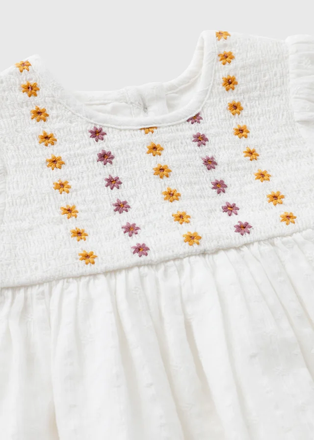 Baby White Floral Embroidered Dress (0-23mths)