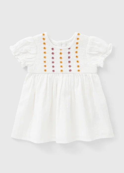 Baby White Floral Embroidered Dress (0-23mths) - 6-9 months Image 1