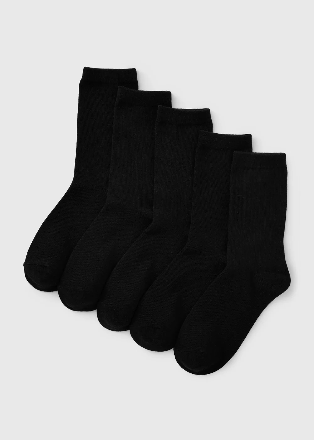 5 Pack Girls Black Plain Crew Socks - 6-8.5 Image 1
