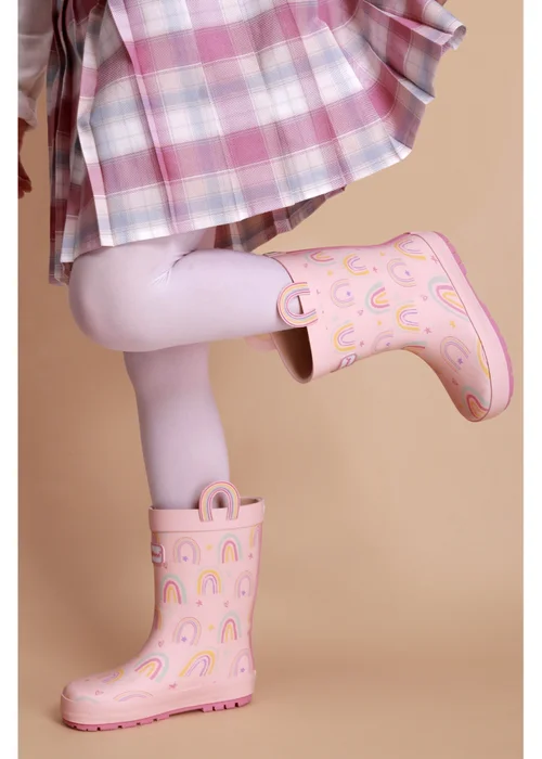 ToeZone Girls Pink Rainbow Waterproof Wellies (Younger 6 - Older 12) - 12 Infants Image 2