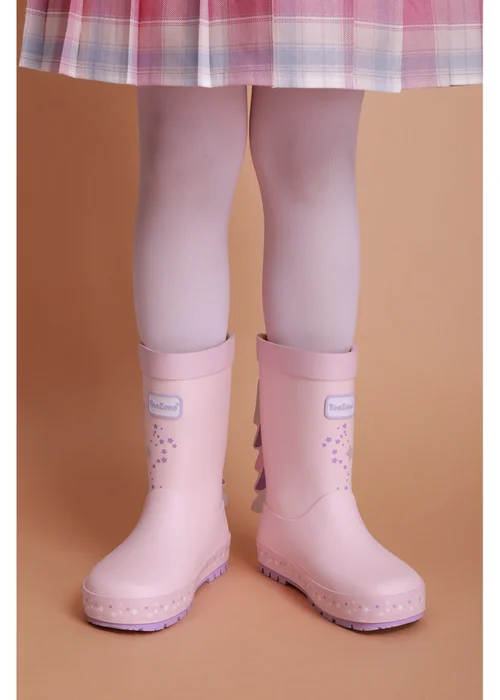 ToeZone Girls Pink Unicorn Waterproof Wellies (Younger 6 - Older 12) - 8 infants Image 2