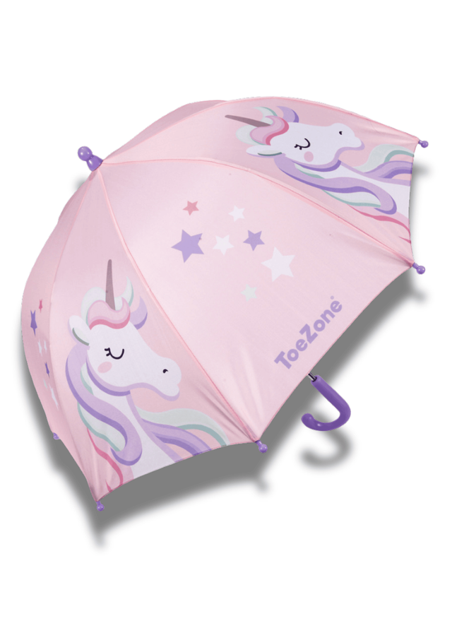 ToeZone Girls Pink Twinkle Unicorn Waterproof Umbrella