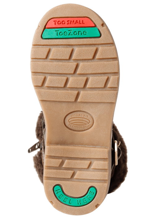 ToeZone Girls Brown Sara Fur Warm Winter Boot - 9 Infants Image 5