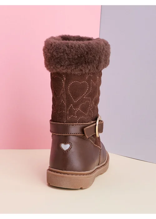 ToeZone Girls Brown Sara Fur Warm Winter Boot - 9 Infants Image 3