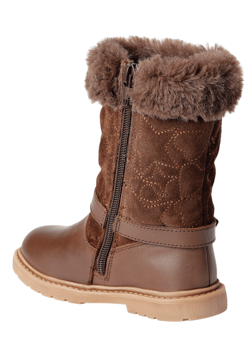 ToeZone Girls Brown Sara Fur Warm Winter Boot - 9 Infants Image 4