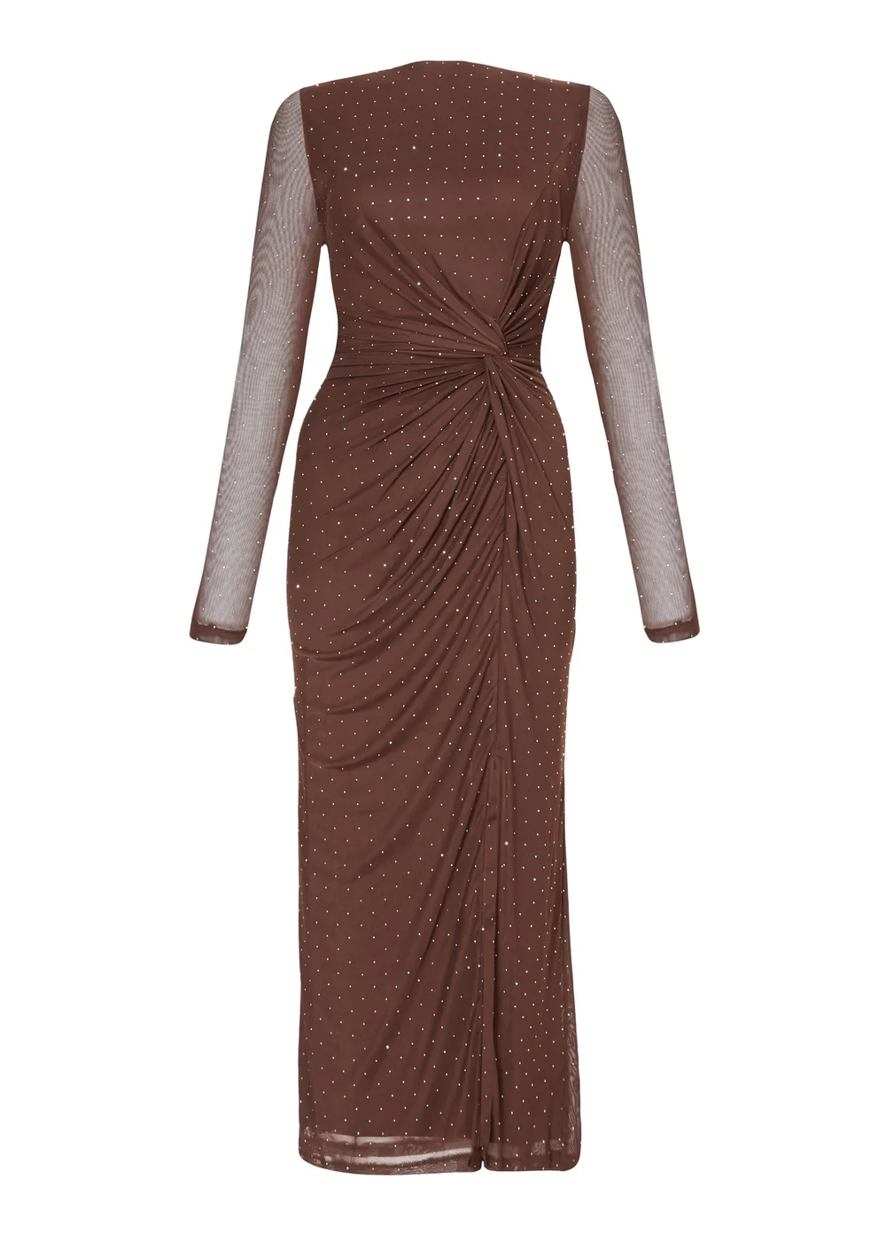 Quiz Brown Diamante Mesh Midaxi Dress - 20 | Matalan Quiz Brown Diamante Mesh Midaxi Dress - 20 | Matalan