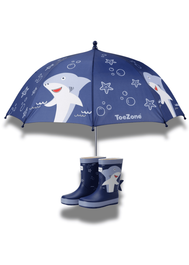 ToeZone Boys Blue Shark Waterproof Umbrella