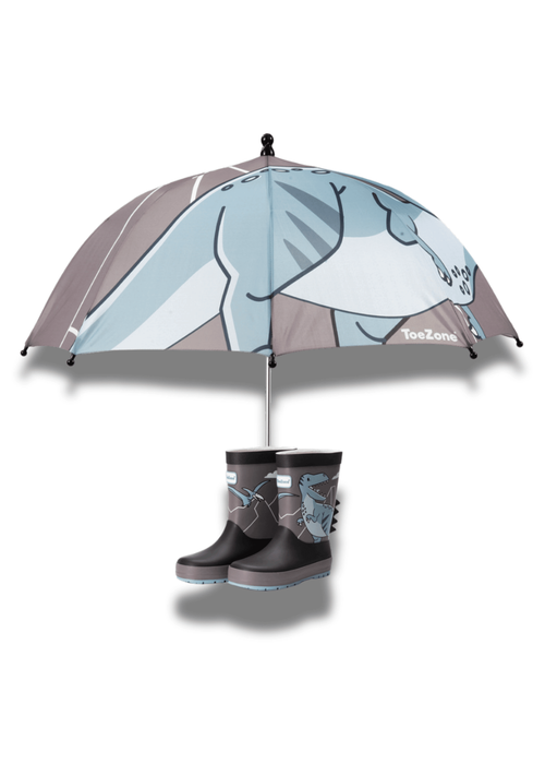 ToeZone Boys Grey Dinosaur Waterproof Umbrella - One Size Image 6