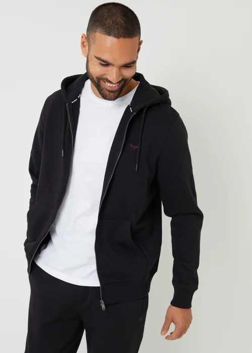 Threadbare Black Cotton Blend Tangerine Zip Through Hoodie - M Image 4