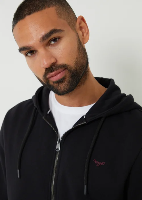 Threadbare Black Cotton Blend Tangerine Zip Through Hoodie - M Image 3