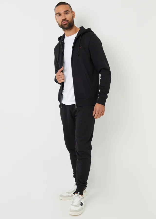Threadbare Black Cotton Blend Tangerine Zip Through Hoodie