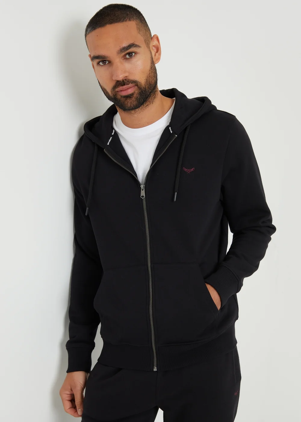 Threadbare Black Cotton Blend Tangerine Zip Through Hoodie - M Image 1