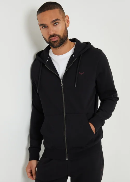 Threadbare Black Cotton Blend Tangerine Zip Through Hoodie - M Image 1