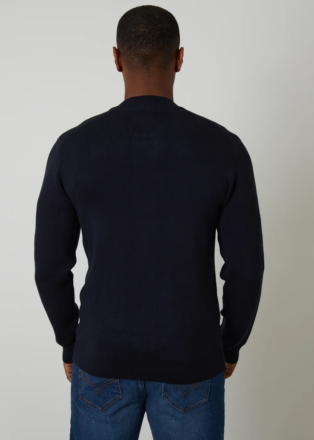 Threadbare Navy Bomber-Style Knitted Zip Through Cardigan - 2XL Image 2