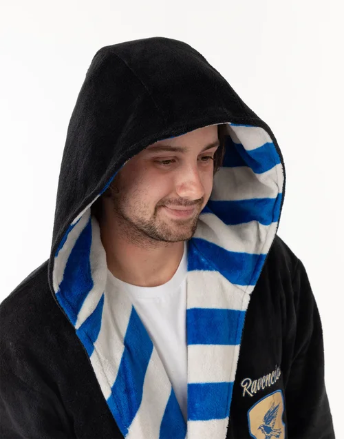 Vanilla Underground Harry Potter Ravenclaw Adults Black Hooded Bathrobe - Medium Image 5