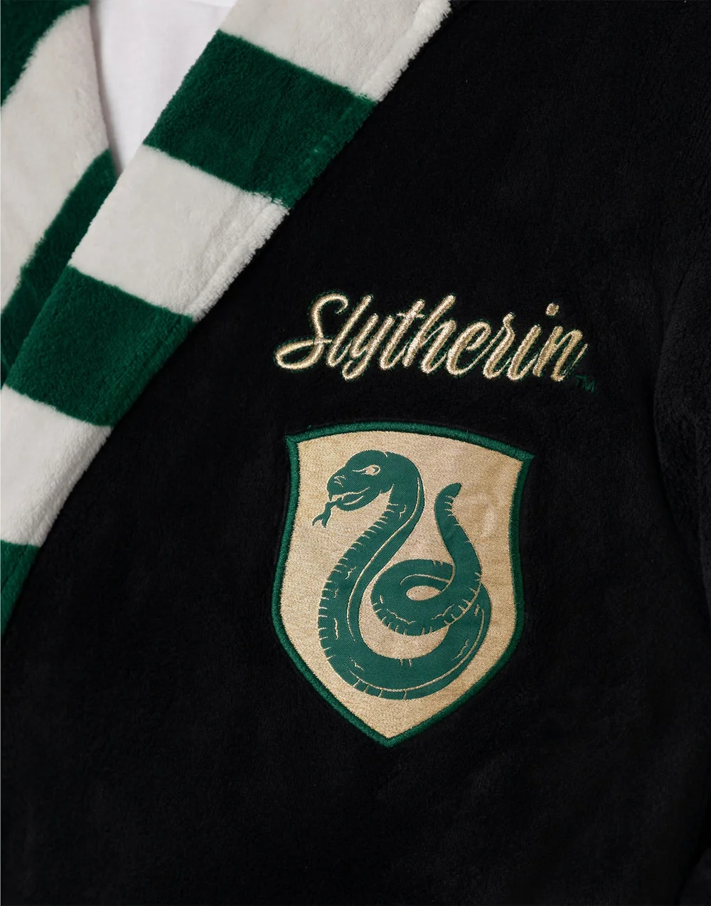 Vanilla Underground Harry Potter Slytherin Adults Black Hooded Bathrobe - XXL Image 3