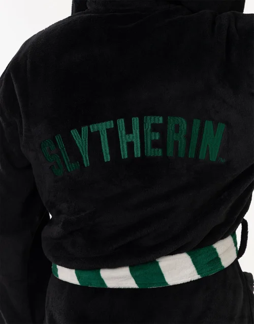 Vanilla Underground Harry Potter Slytherin Adults Black Hooded Bathrobe - XXL Image 5