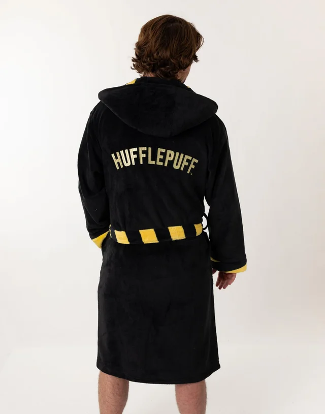 Vanilla Underground Harry Potter Hufflepuff Adults Black Hooded Bathrobe