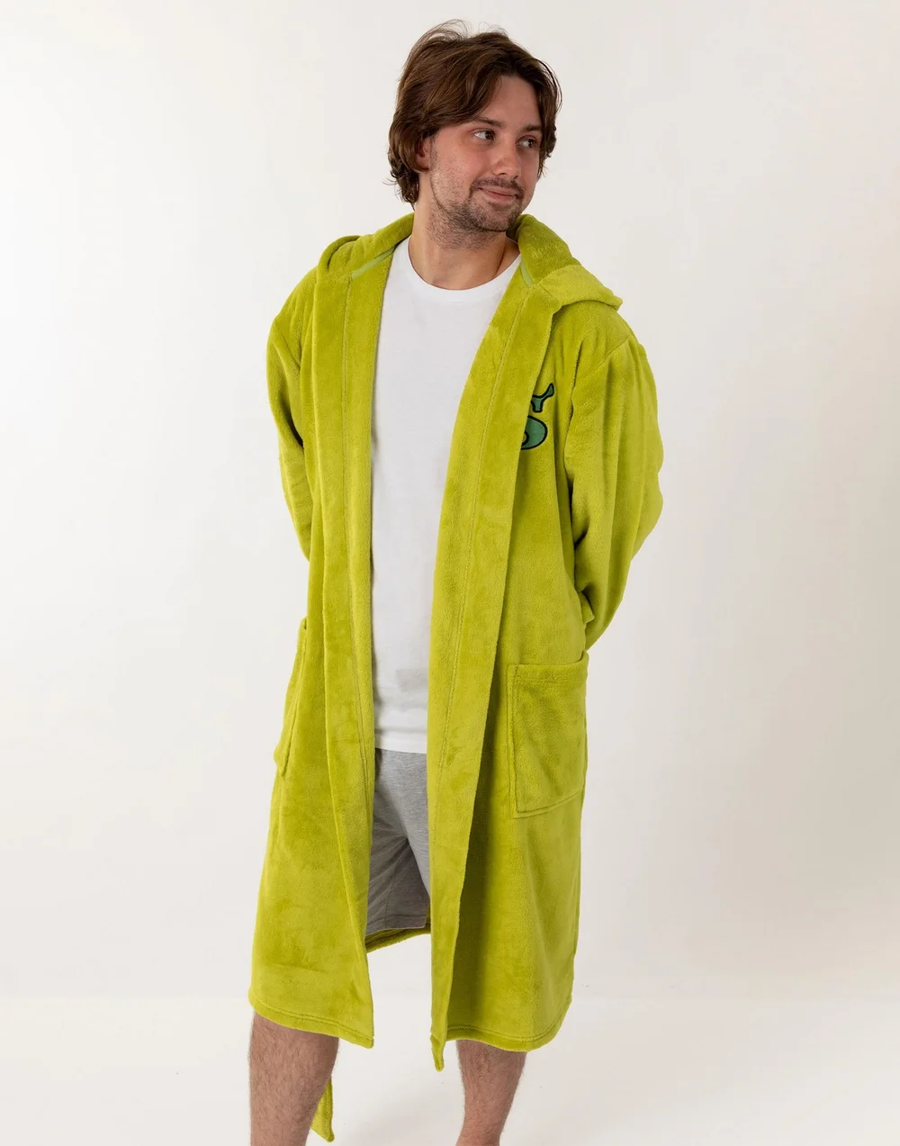 Vanilla Underground Shrek Character Adults Green Hooded Bathrobe - Small Image 3
