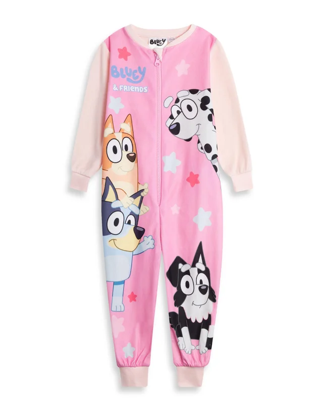 Vanilla Underground Bluey Bingo Chloe Mackenzie Girls Pink Onesie (18mnths-7yrs)