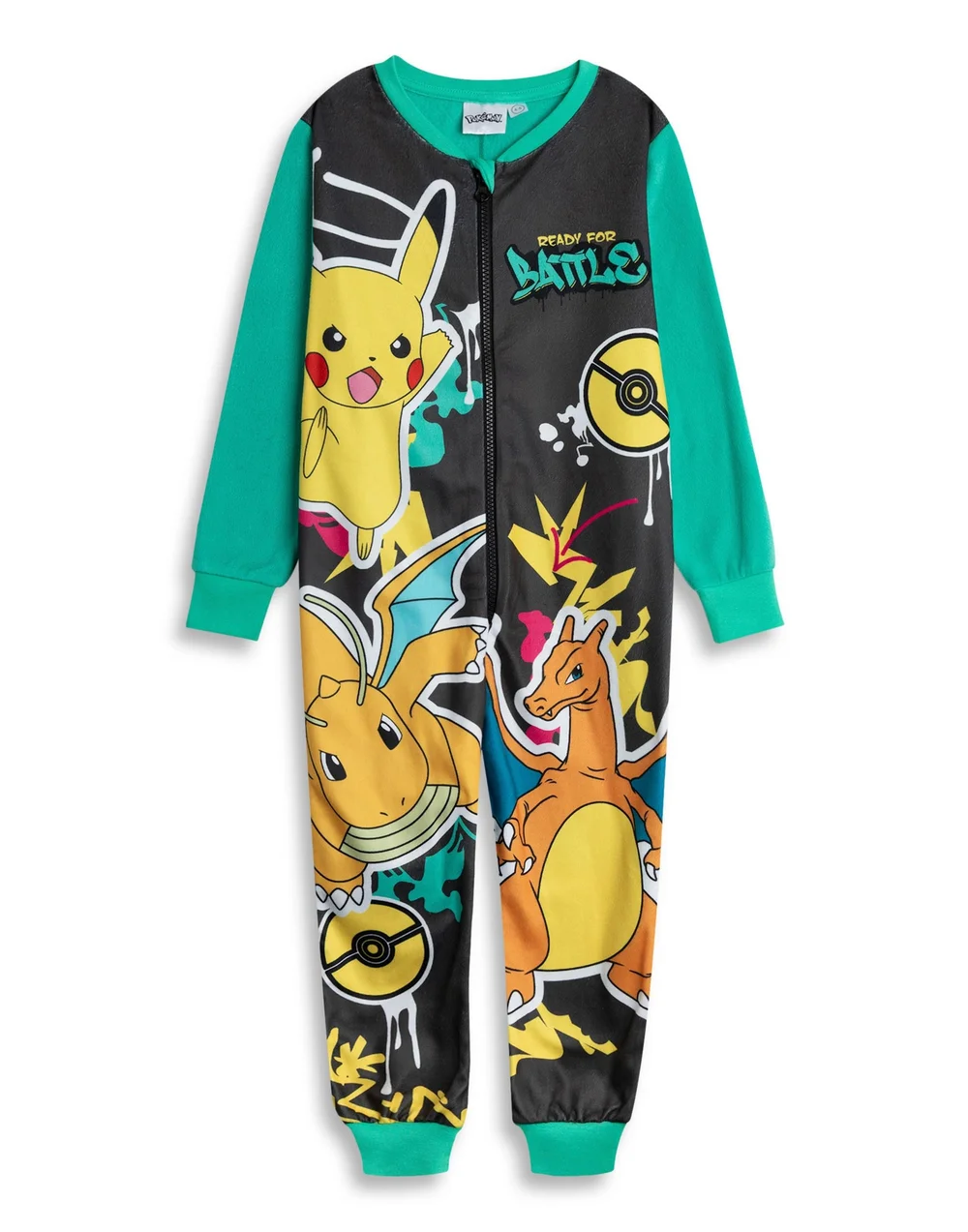 Vanilla Underground Pokemon Pikachu Charizard Dragonite Kids Turquoise Onesie (4-14yrs) - Age 9-10 Years Image 1