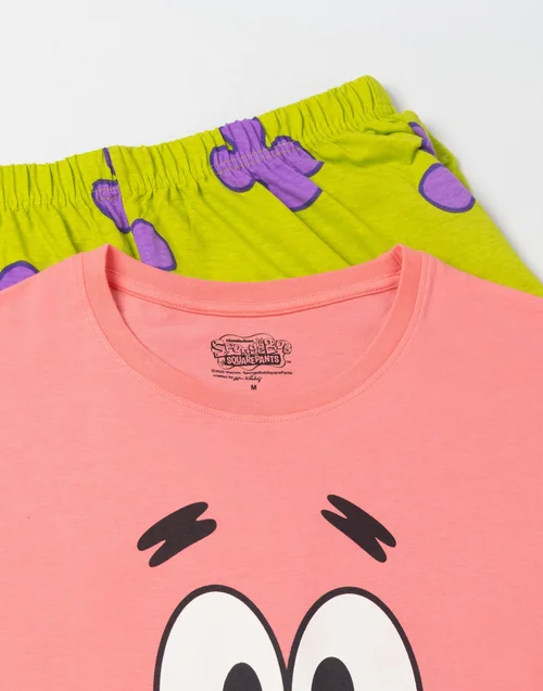 Vanilla Underground SpongeBob SquarePants Patrick Adults Pink Short Sleeve Pyjama Set - Large Image 5