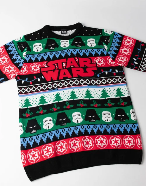 Vanilla Underground Star Wars Logo Adults Multicoloured Christmas Jumper - 2XL Image 3
