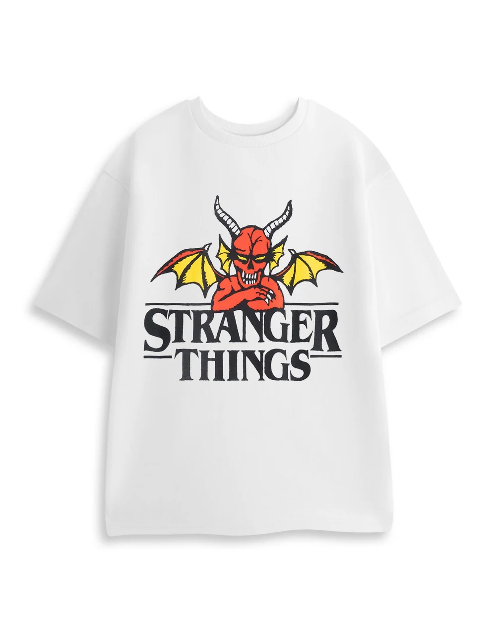 Vanilla Underground Stranger Things Logo Adults White S/Sleeve Long Leg Pyjama Set - Extra Large Image 3