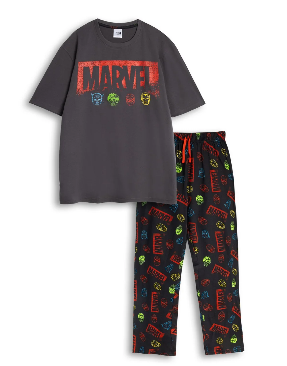 Vanilla Underground Disney Marvel Adults Multicoloured Short Sleeve Long Leg Pyjama Set - Small Image 1